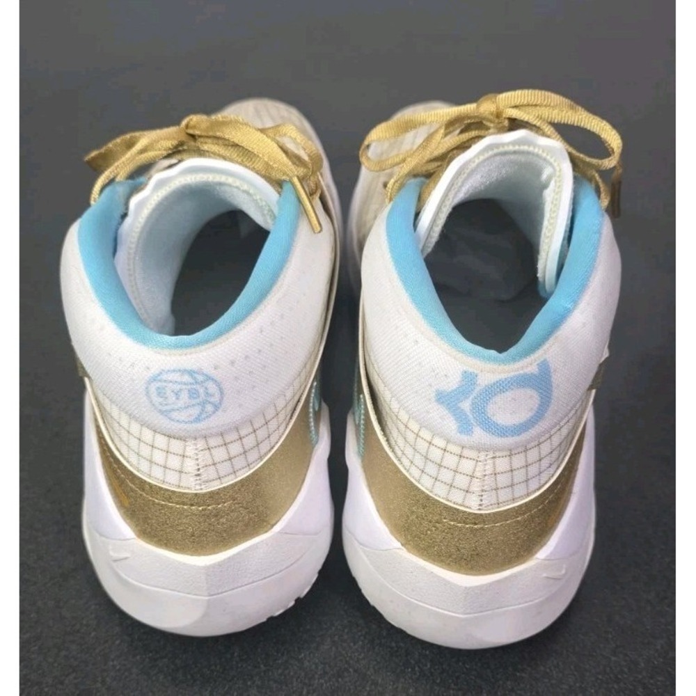 Nike Zoom KD 13 EYBL White Gold Aqua Men 14 Basketball Sneakers DA0895-102 - Picture 2 of 8